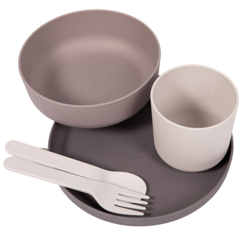Coffret repas biodégradable gris (5 pièces) Bo Jungle