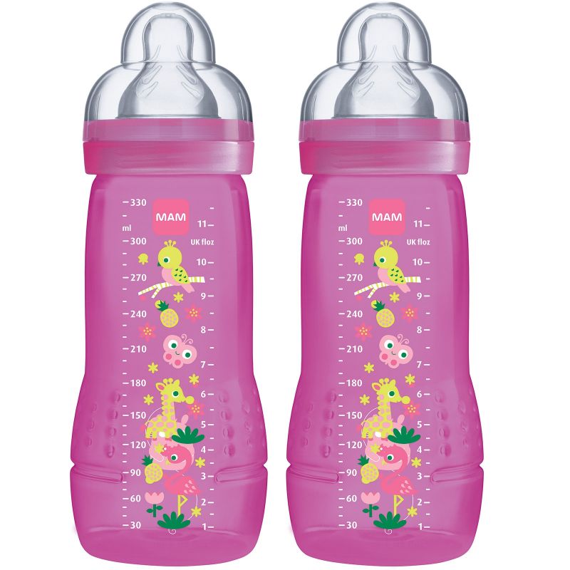 Lot de 2 biberons Easy Active 2ème âge fille (330 ml) MAM