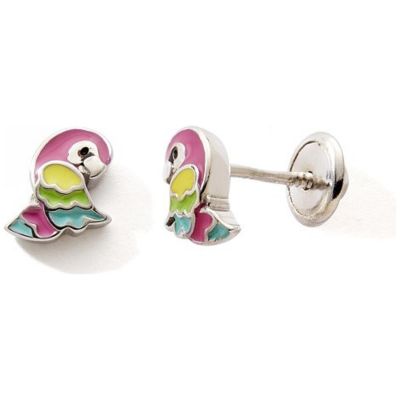 Boucles d'oreilles à vis Perroquet (argent 925)