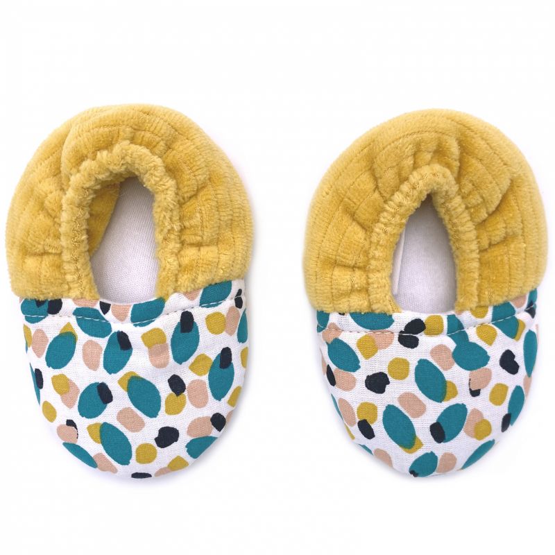 Chaussons de naissance bi-matière ocre Baby Pop (0-6 mois) BB & Co