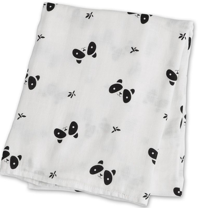 Maxi lange bambou panda noir et blanc (120 x 120 cm) Lulujo