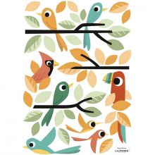 Stickers Hide & Seek tigre oiseaux colorés (29,7 x 42 cm)  par Lilipinso