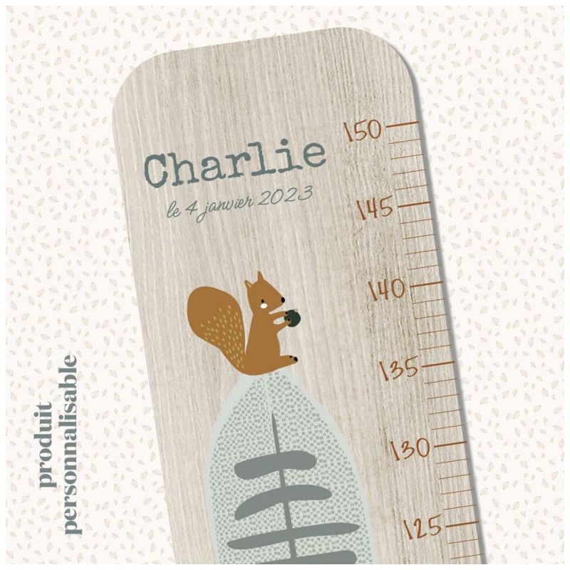 Toise en bois Renard Forêt Edgar personnalisable Charlie et Suzie Ambiance 2
