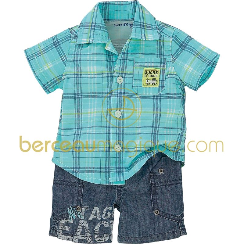 Ensemble chemise et bermuda Un monde de couleurs (3 mois au 24 mois) Sucre d'orge