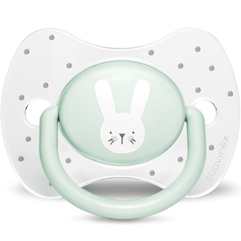 Sucette anatomique réversible Hygge Baby lapin vert (18 mois et +) Suavinex