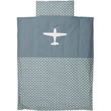 Housse de couette et taie d'oreiller Airplane gris bleu (140 x 200 cm)  par Taftan
