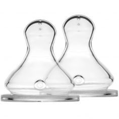 Lot de 2 tétines en silicone débit moyen - Elhée