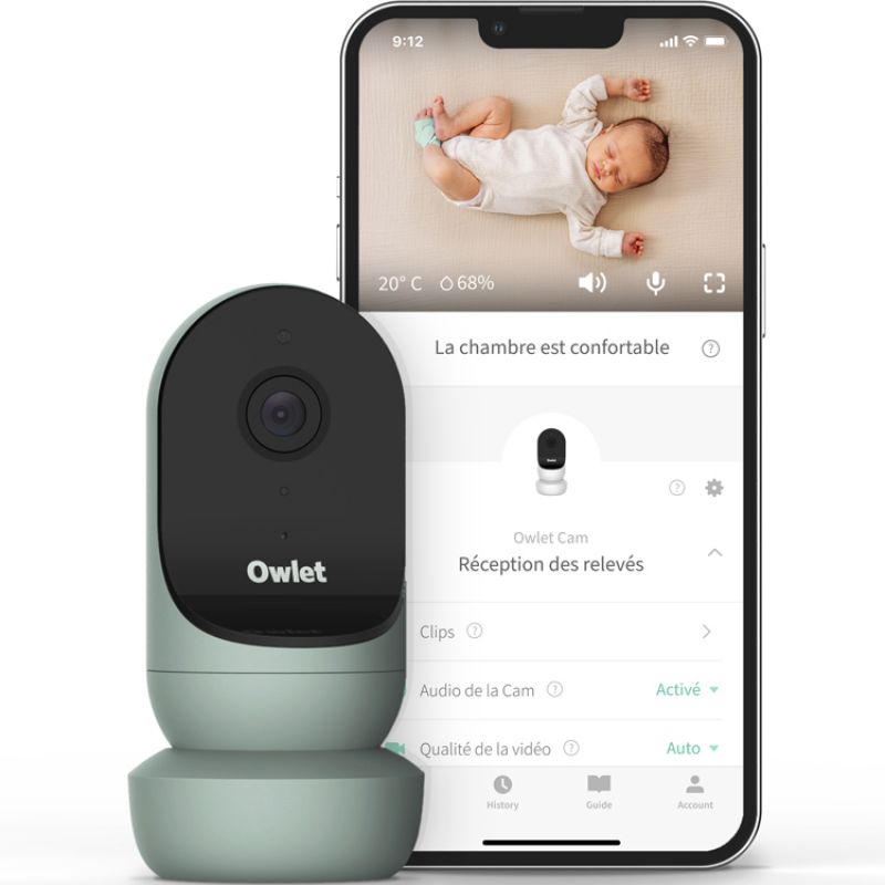 Babyphone audio avec vidéo Owlet Cam 2 vert sauge Owlet Produit 1 grande taille