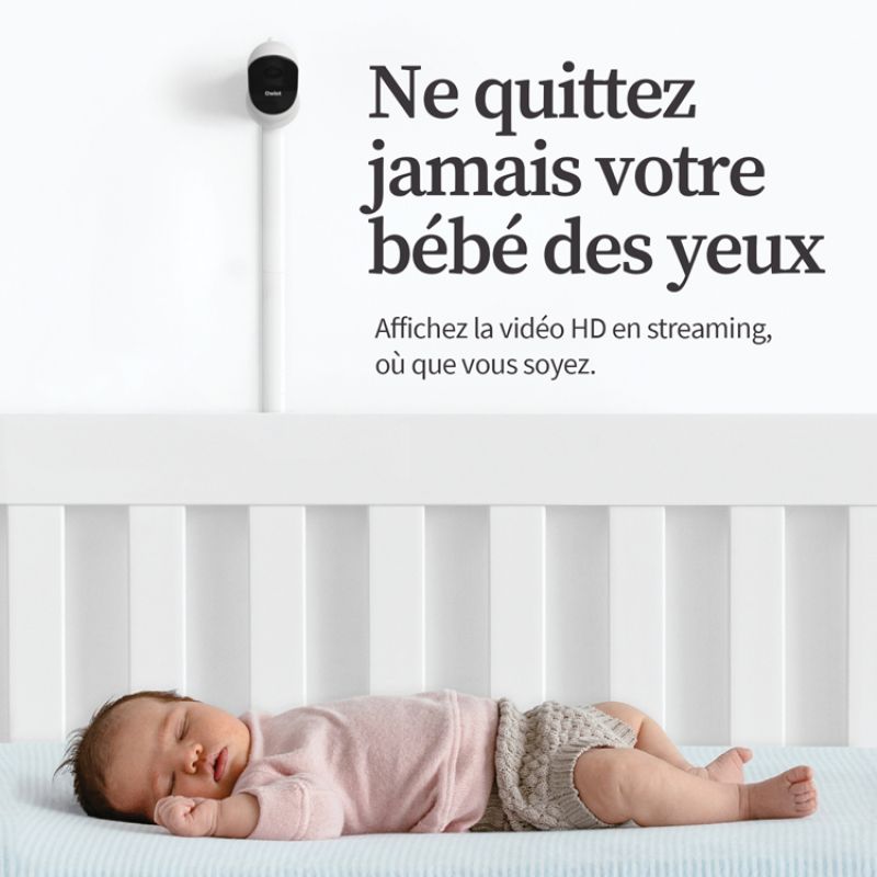 Image d'ambiance de présentation du produit Babyphone audio avec vidéo Owlet Cam 2 vert sauge - Owlet