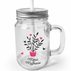 Mug en verre à emporter avec paille Merci Maîtresse - Les Griottes