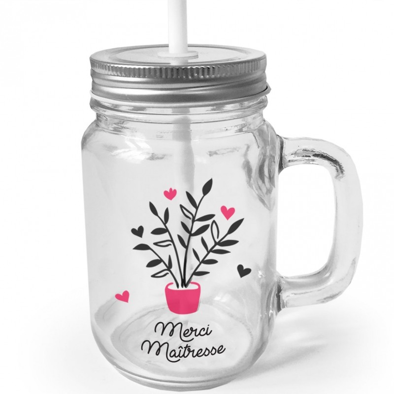 Mug en verre à emporter avec paille Merci Maîtresse Les Griottes Produit 1 grande taille