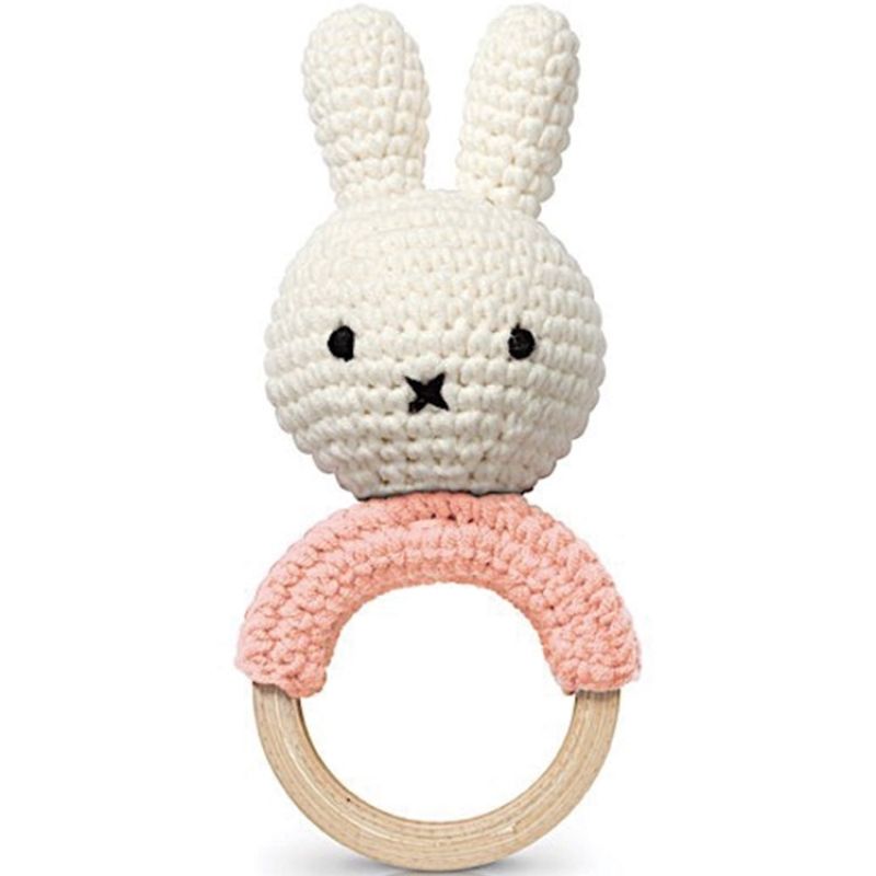 Hochet anneau de dentition Miffy rose pastel Just Dutch