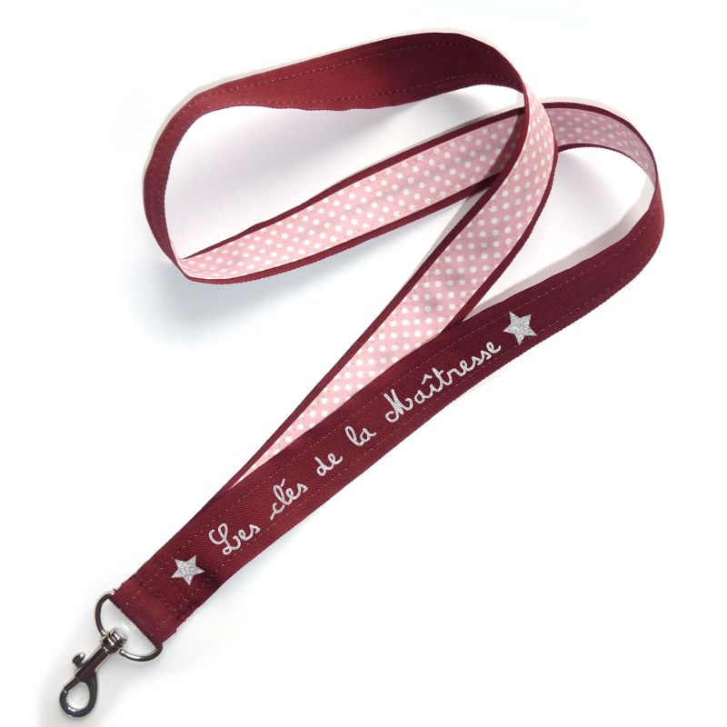 Dragonne longue bordeaux et rose à pois Maîtresse (personnalisable) Les Griottes