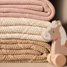 Couverture en polaire Check Knit Oatmeal (100 x 150 cm)