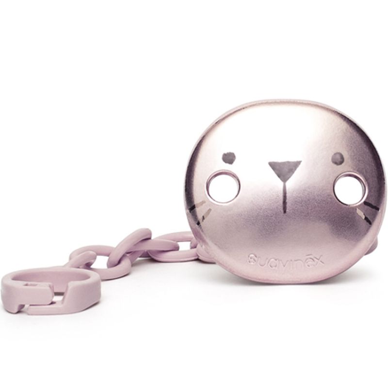 Attache sucette Hygge Baby lapin rose métallisé Suavinex