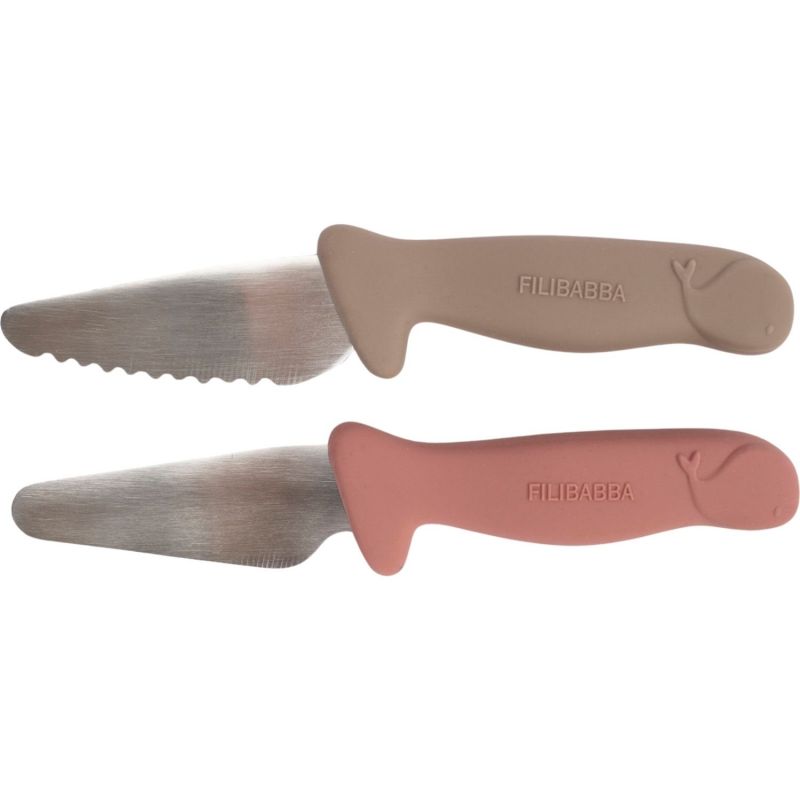 Lot de 2 couteaux d'apprentissage Taupe-Rose Filibabba