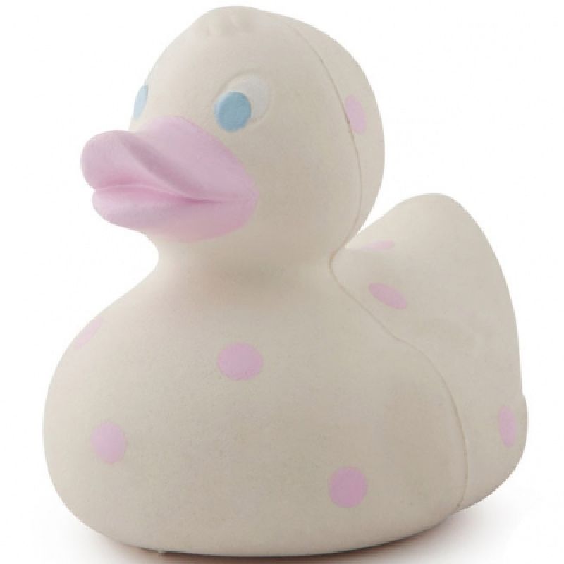 Petit canard à pois latex d'hévéa rose Oli & Carol
