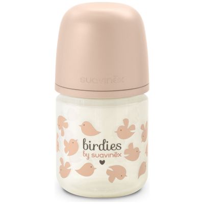 Biberon en verre tétine SXPro Xs Birdies Rose (120Ml) Suavinex