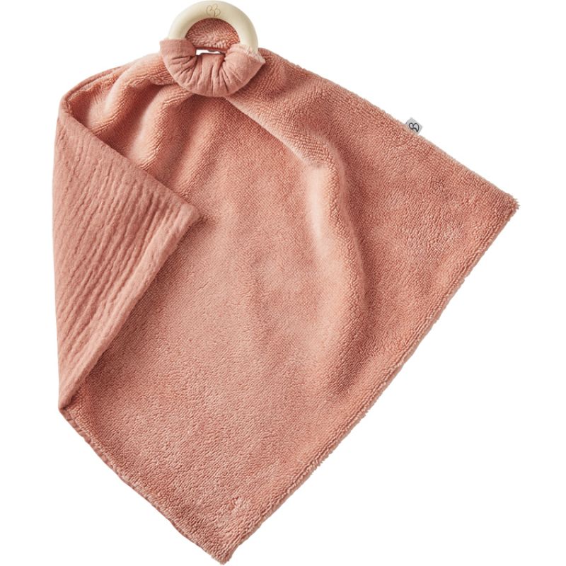 Doudou plat avec anneau de dentition marsala (35 x 35 cm) BB & Co