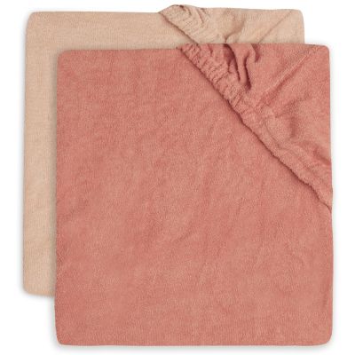 Lot de 2 housses de matelas à langer en éponge Pale Pink/Rosewood (50 x 70 cm)  par Jollein