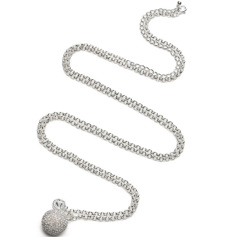 Bola sur chaîne argent Jasseron strass opal (argent, plaqué argent) Proud MaMa