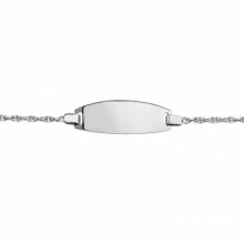 Gourmette bébé plaque ovale chaîne forçat diamantée (or blanc 750°)  par Berceau magique bijoux