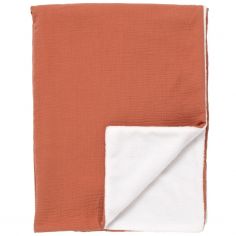 Couverture polaire et gaze de coton Terracotta (75 x 100 cm) - Sauthon