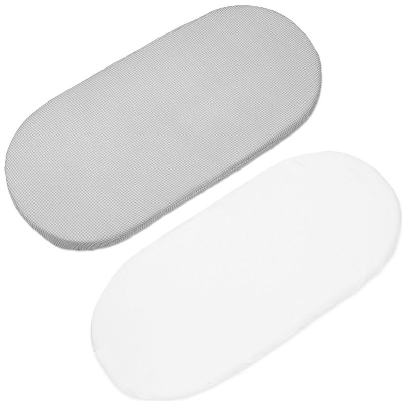 Lot de 2 draps housses pour nacelle Little Bloom Vichy Gris Pasito a pasito Produit 1