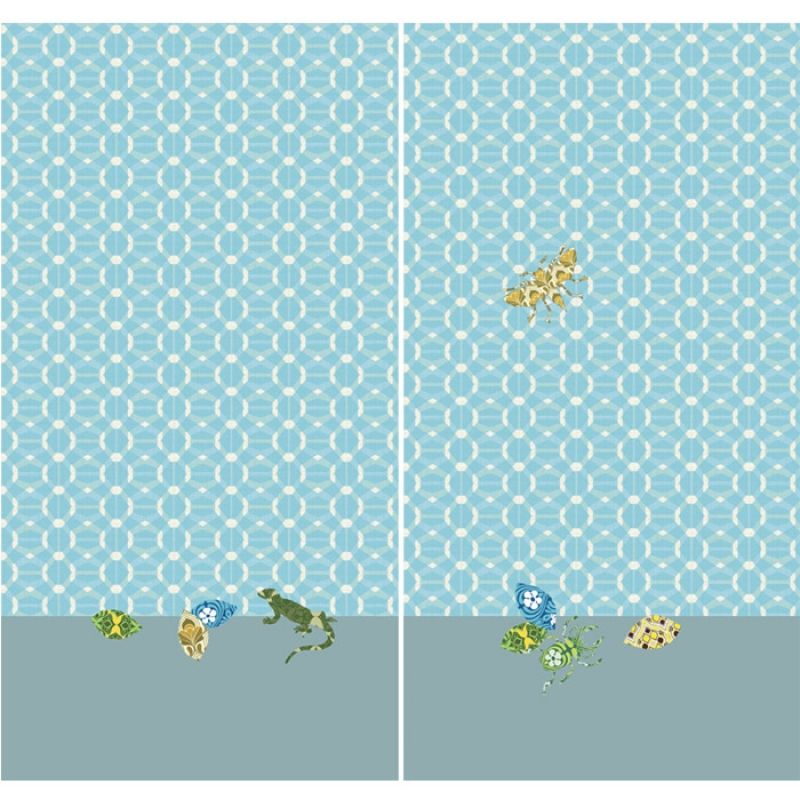 Set de 2 rideaux Silhouettes d'animaux bleu (145 x 280 cm) Taftan