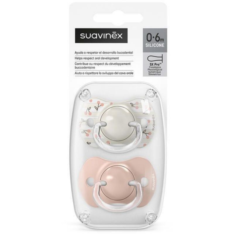 Lot de 2 sucettes symétriques SXPro Birdies Rose (0-6 mois) Suavinex Packaging 3