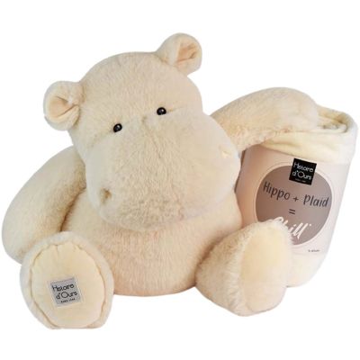 Peluche L'Hippo + plaid écru  par Histoire d'Ours