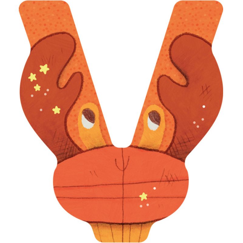 Lettre V en bois Crabe orange Moulin Roty