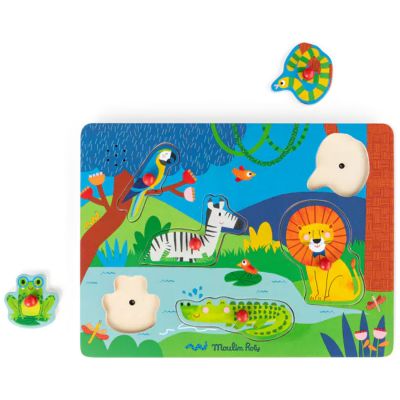 Puzzle sonore animaux en bois Les Toupitis Moulin Roty