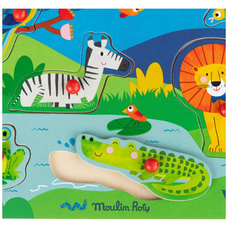 Puzzle sonore animaux en bois Les Toupitis Moulin Roty Produit 2