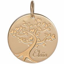 Médaille de naissance Arbre de vie Elaïa personnalisable 17 mm (or jaune 750°)  par Je t'Ador