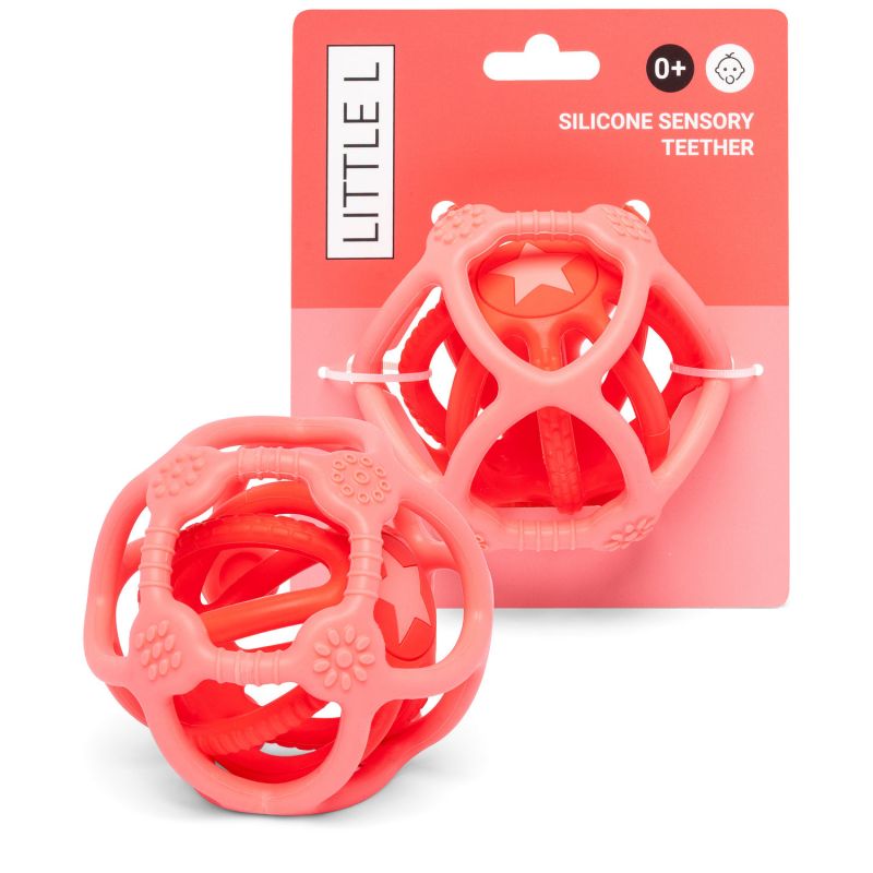 Lot de 2 balles sensorielles en silicone Rouge Little L Packaging 3
