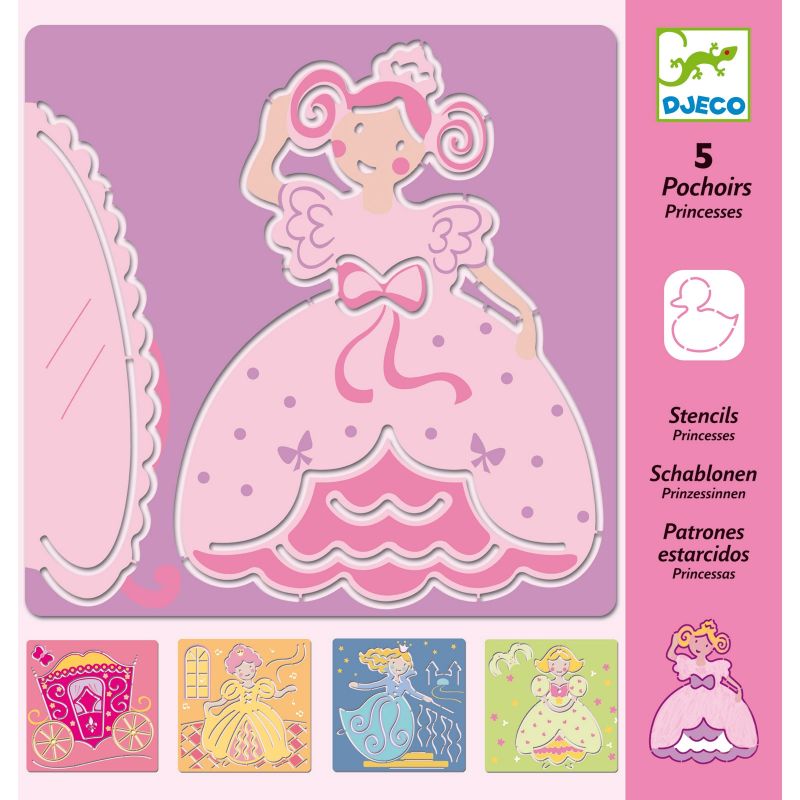 5 pochoirs à dessin Princesses Djeco