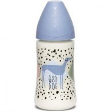 Biberon avec tétine ronde en silicone Total Look Good Dog Chien bleu (270 ml)  par Suavinex