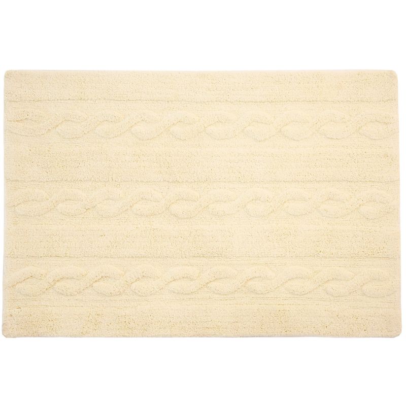 Tapis lavable unis à torsades vanille petit (80 x 120 cm) Lorena Canals