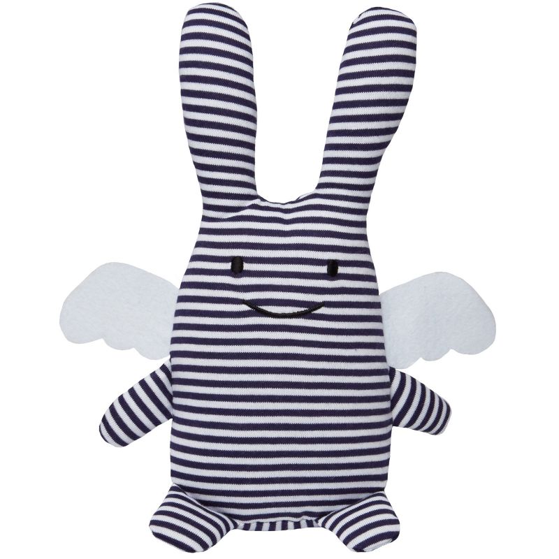 Ange lapin musical marinière et pochette de rangement en coton(18 cm) Trousselier