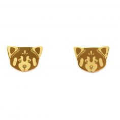 Boucles d'oreilles Panda Roux (Plaqué or 18 carats) - Mava