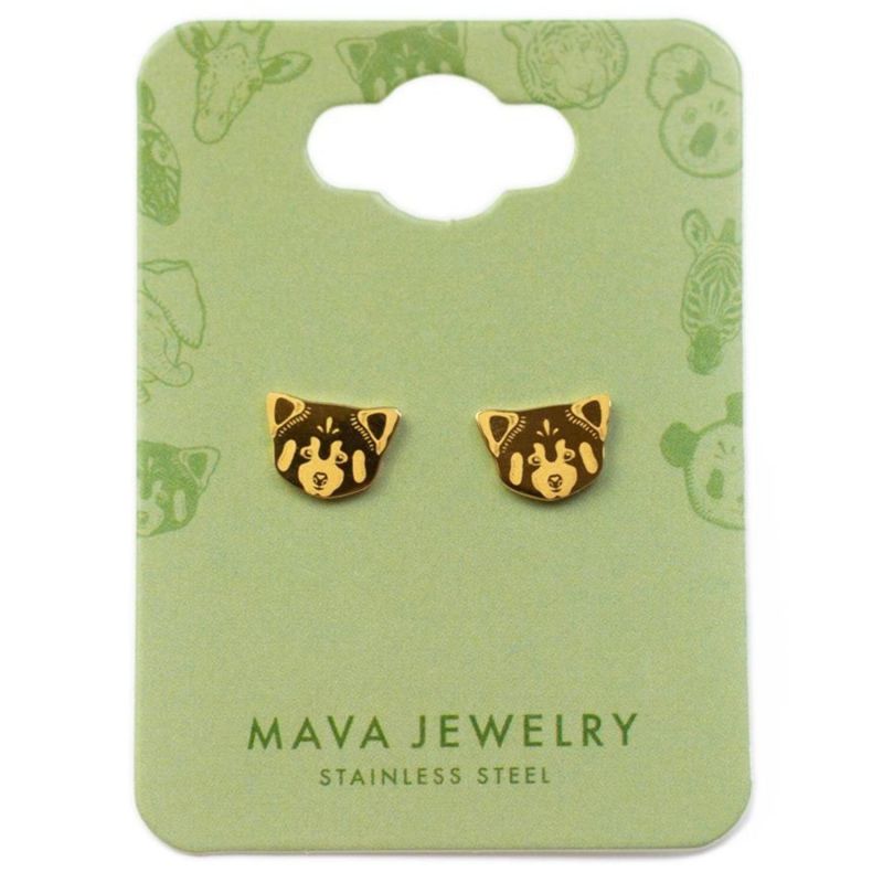 Boucles d'oreilles Panda Roux (Plaqué or 18 carats) Mava Packaging 2