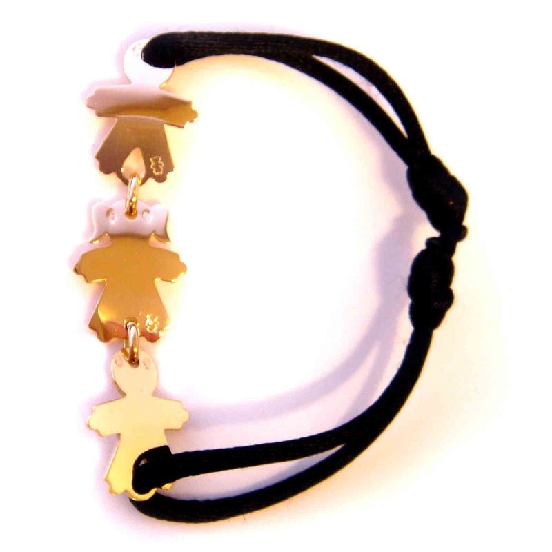 Bracelet cordon 3 enfants 17 mm (or jaune 750°) Loupidou