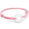Bracelet cordon maman Mini jeton coeur (argent 925°)  par Petits trésors