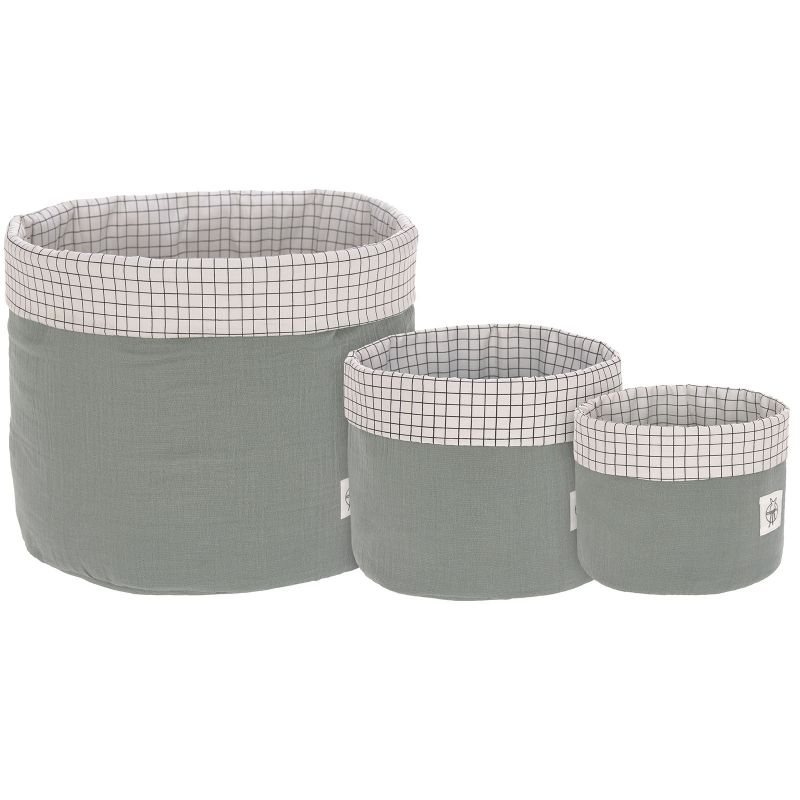 Lot de 3 paniers de toilette en mousseline vert Lässig