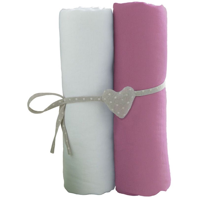 Lot de 2 draps housses blanc et violine (70 x 140 cm) Babycalin