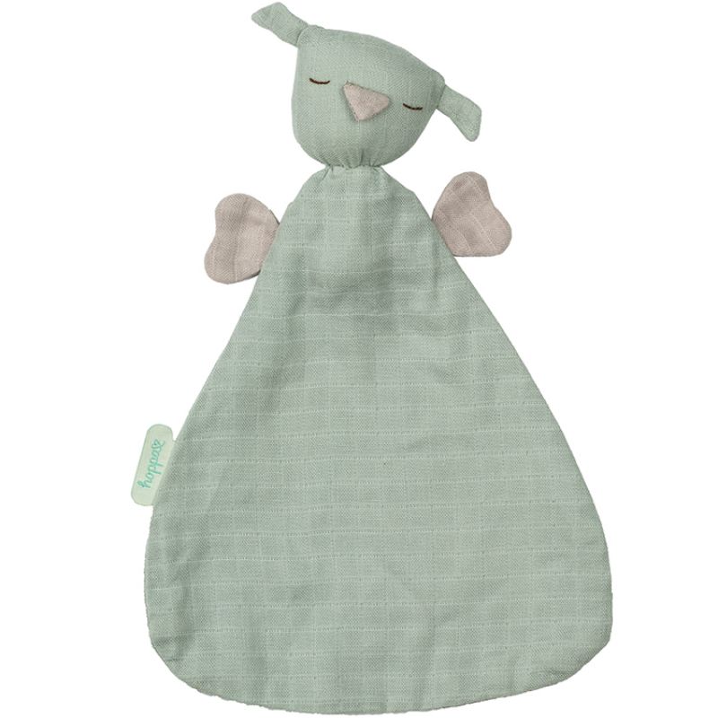 Doudou plat en mousseline Hugo vert d'eau Hoppa