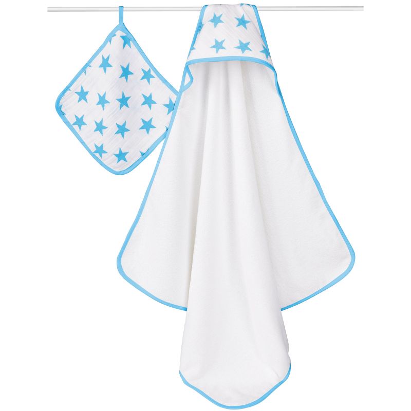 Set de bain bleu et blanc Fluo Blue 2 pièces (88 x 88 cm) aden + anais