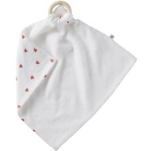 Doudou plat avec anneau de dentition imprimé cœurs (35 x 35 cm)  par BB & Co