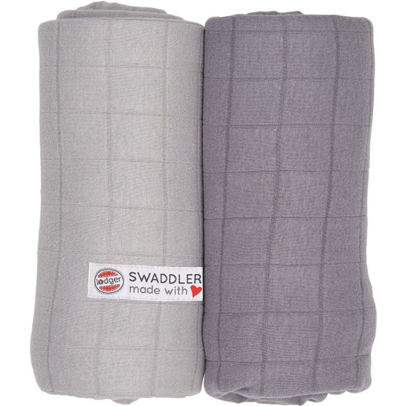 Lot de 2 maxi langes Mist Donkey gris (120 x 120 cm) Lodger
